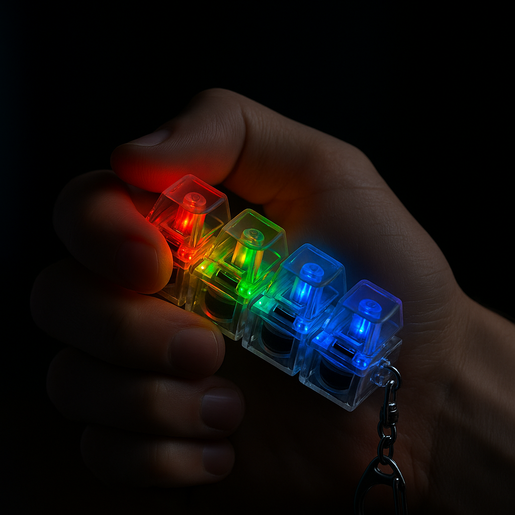 KeyGlow – Porte-Clés Fidget Mécanique | Switchs RGB Anti-Stress & Testeur de Touches